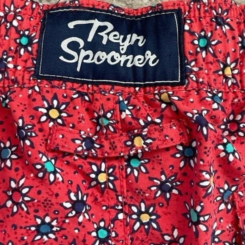 Reyn Spooner Retro Swim Trunks Men Large Red Floral Sun All Over Print Lined